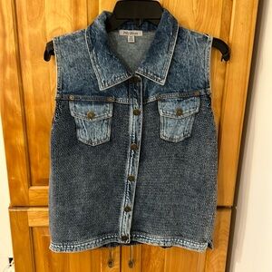 Denim and knit vest with snap front PBJ Blues